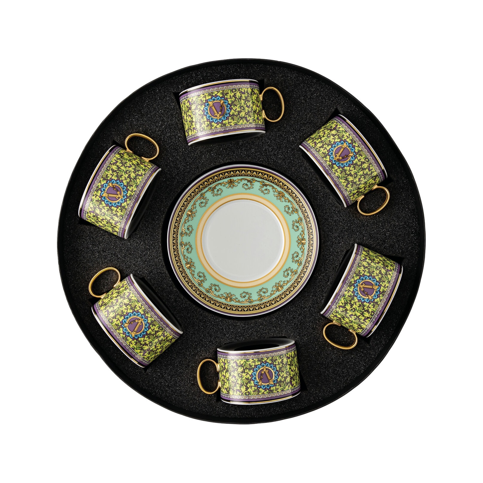 Versace, Barocco mosaic, Set of 6 tea cups and saucers