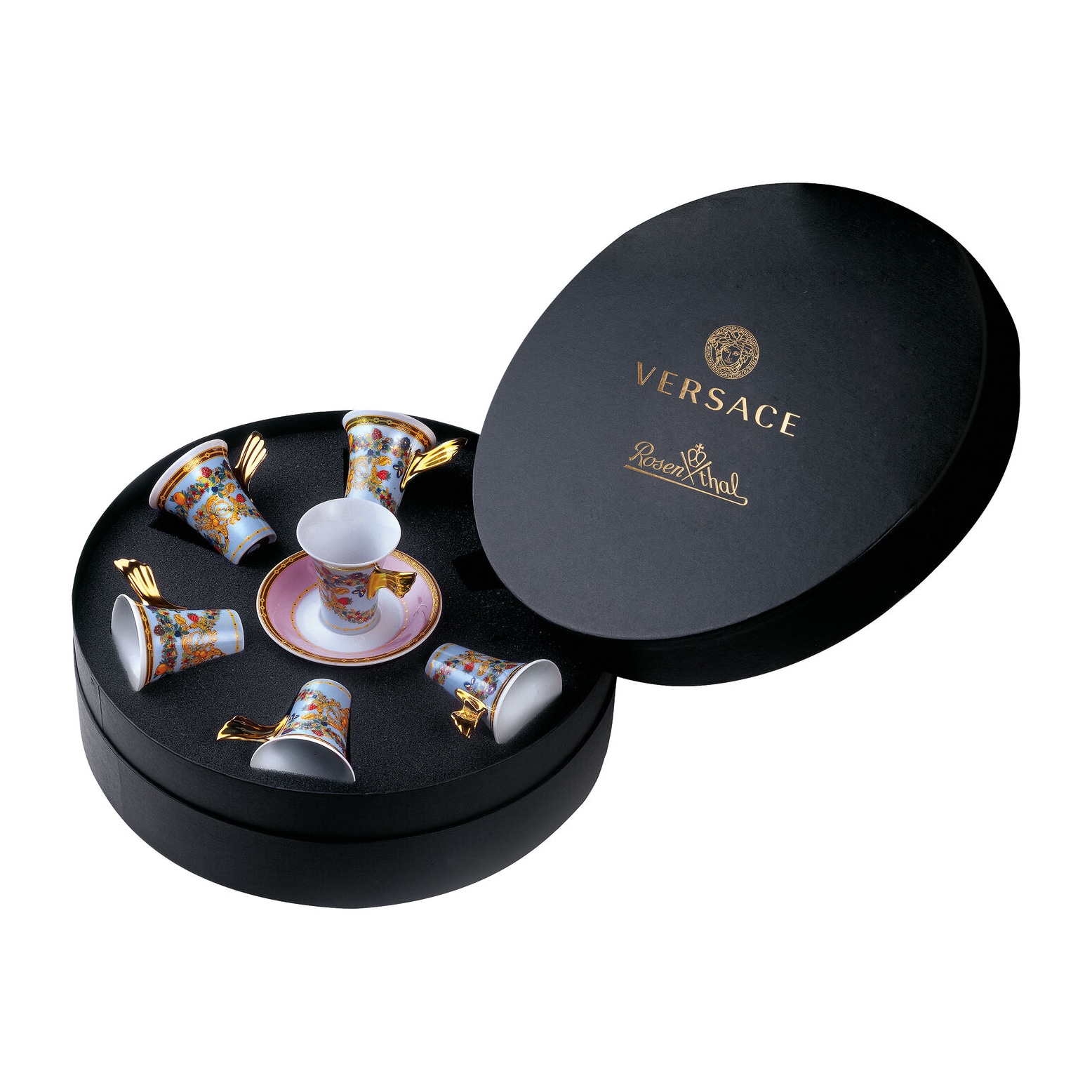 Versace, Le Jardin, Set of 6 espresso cups and saucers
