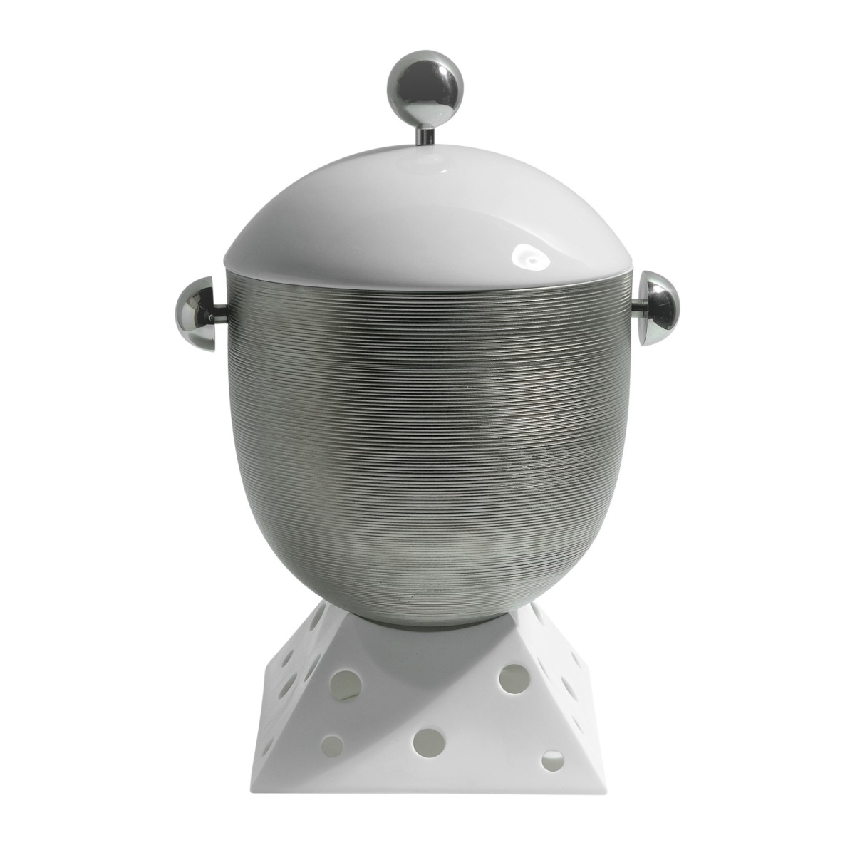 J.L Coquet, Hémisphère Platinum, Soup tureen with stainless steel accessories