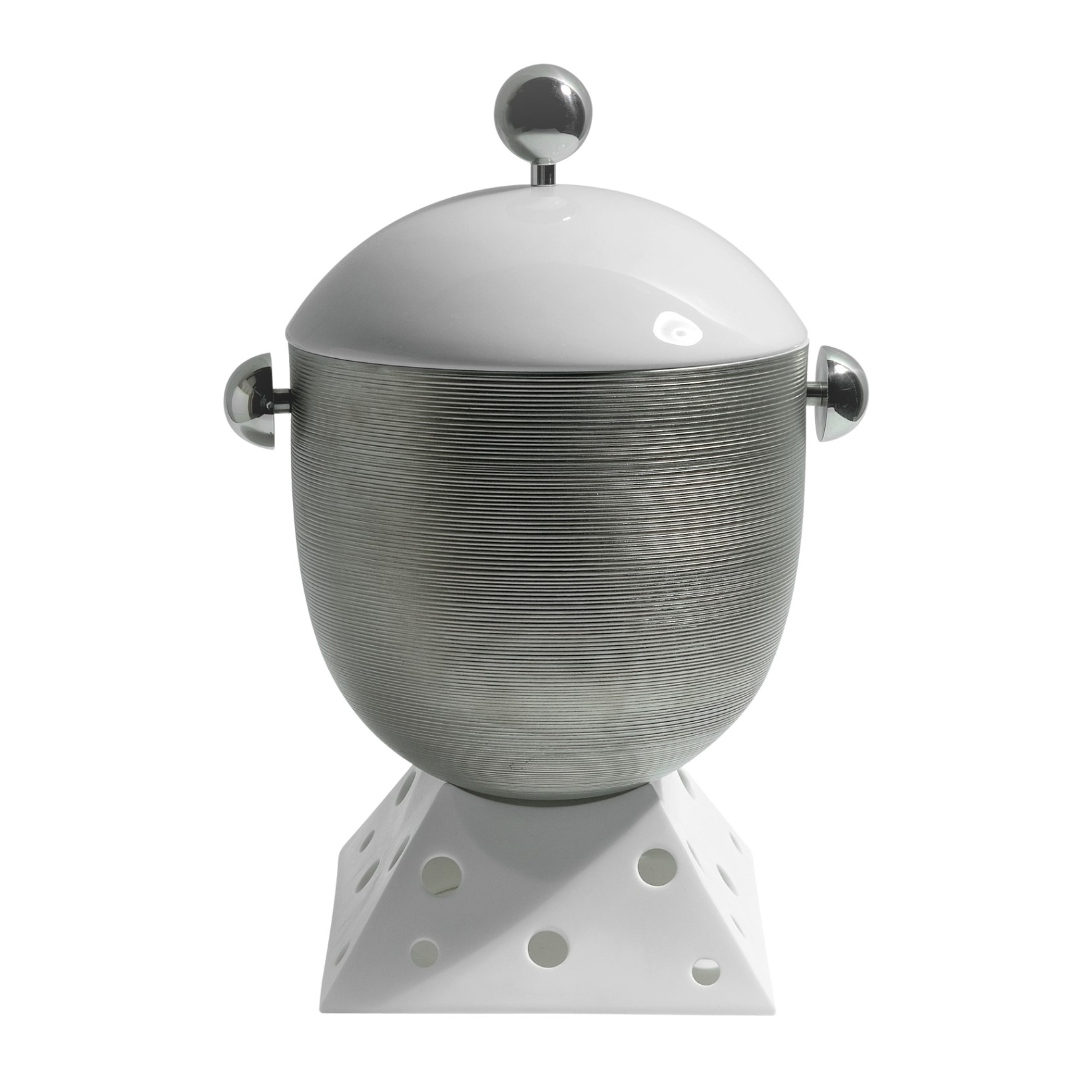 J.L Coquet, Hémisphère Platinum, Soup tureen with stainless steel accessories