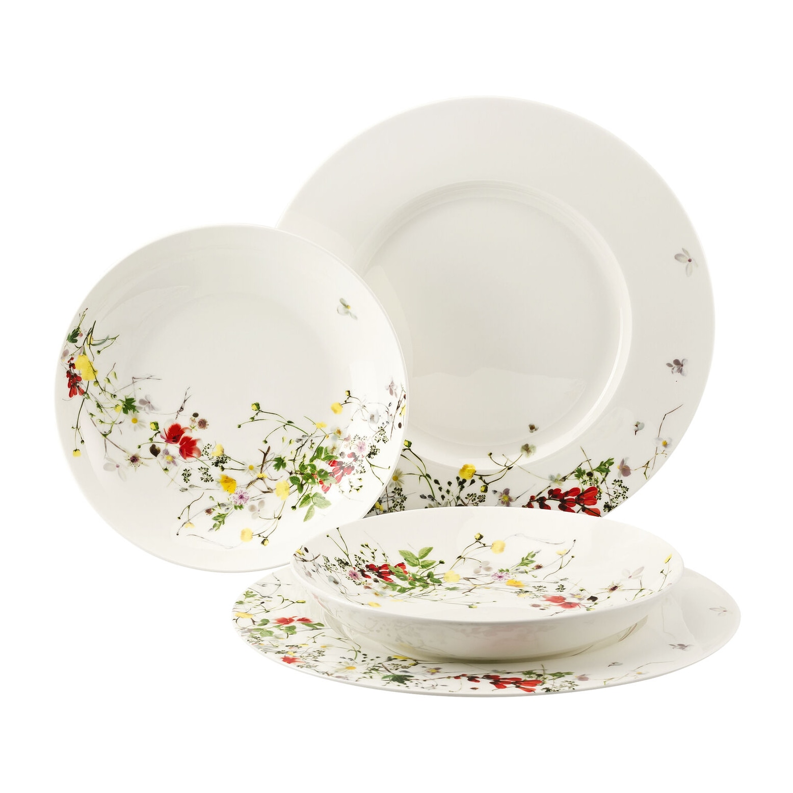 Rosenthal, Brillance Fleurs Sauvages, Set of 4 rim and coupe plates