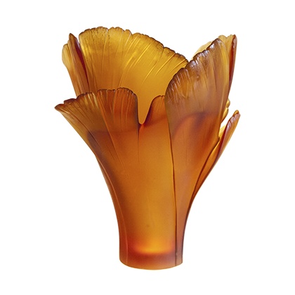 Daum, Ginkgo vases, Magnum amber vase, limited edition