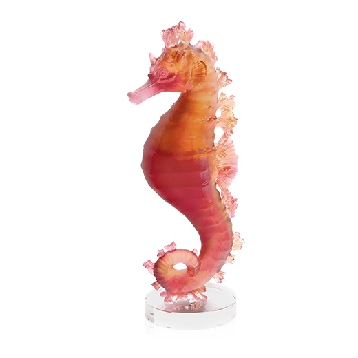 Daum, Mer de Corail sculptures, Amber red seahorse