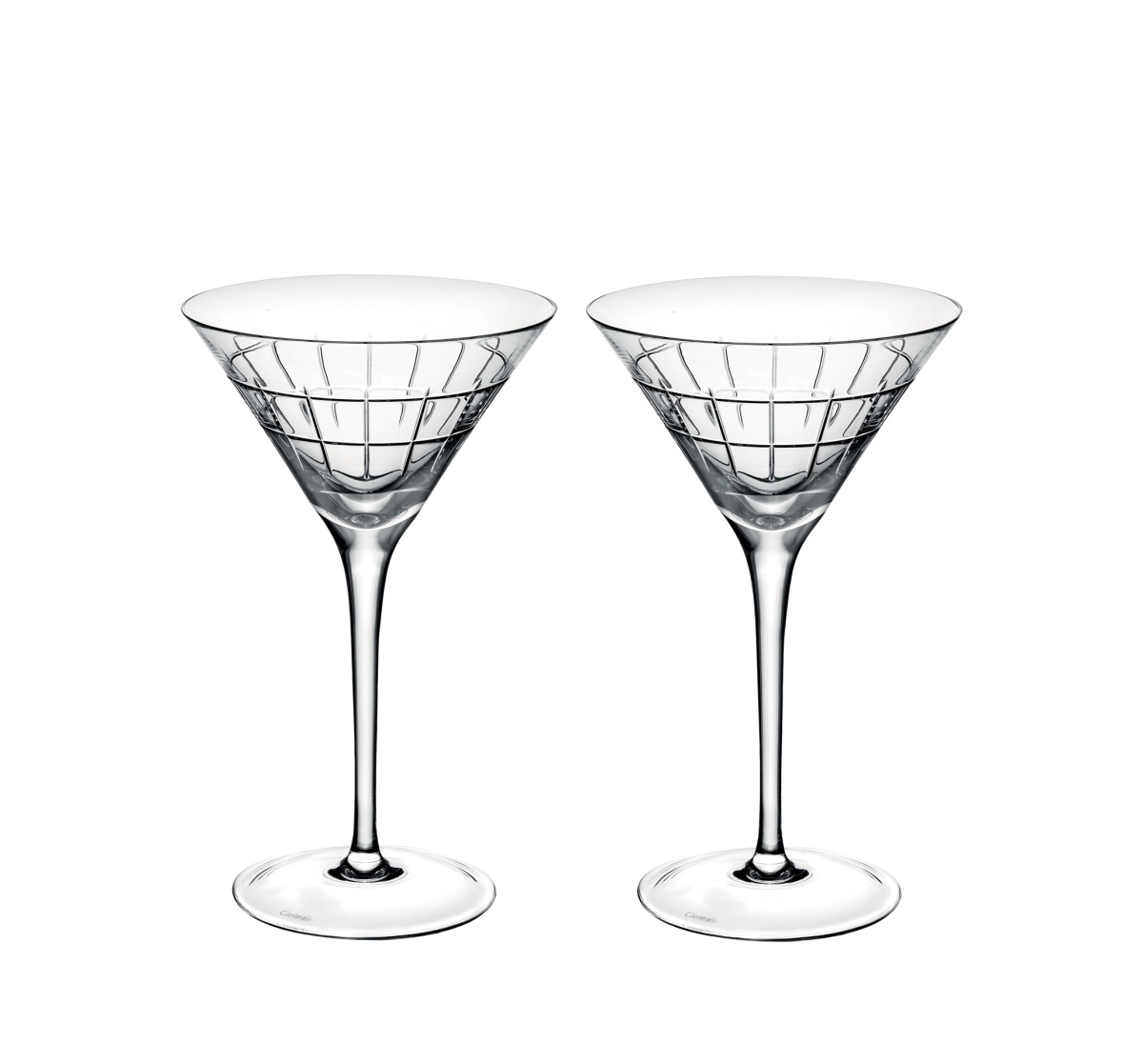 Christofle, Graphik crystal, Set of 2 martini glasses