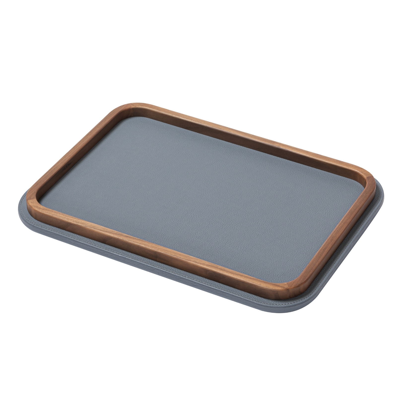 Poltrona Frau, Trays collection, Rectangular rounded tray medium, light blue
