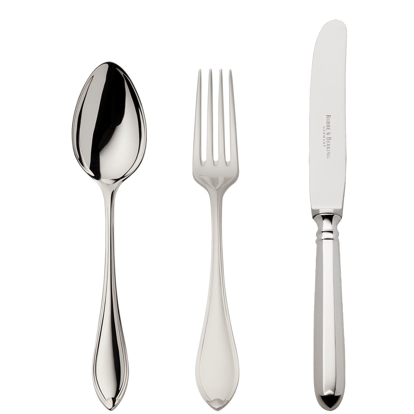 Robbe & Berking, Navette cutlery, sterling silver, 3-piece children set
