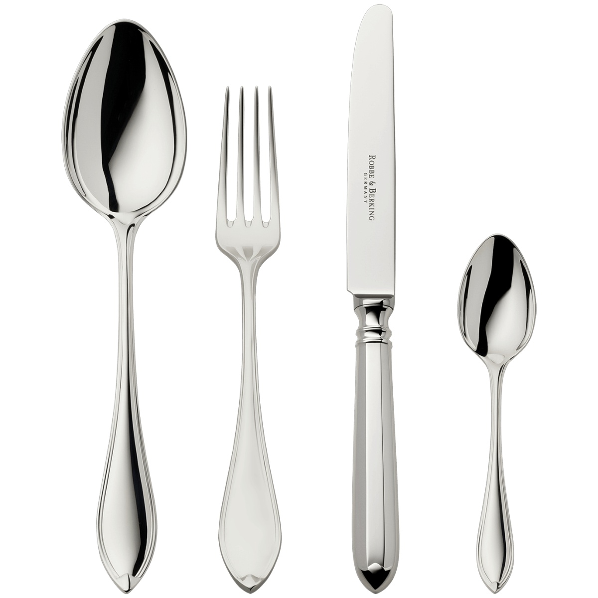 Robbe & Berking, Navette cutlery, sterling silver, 4-piece set