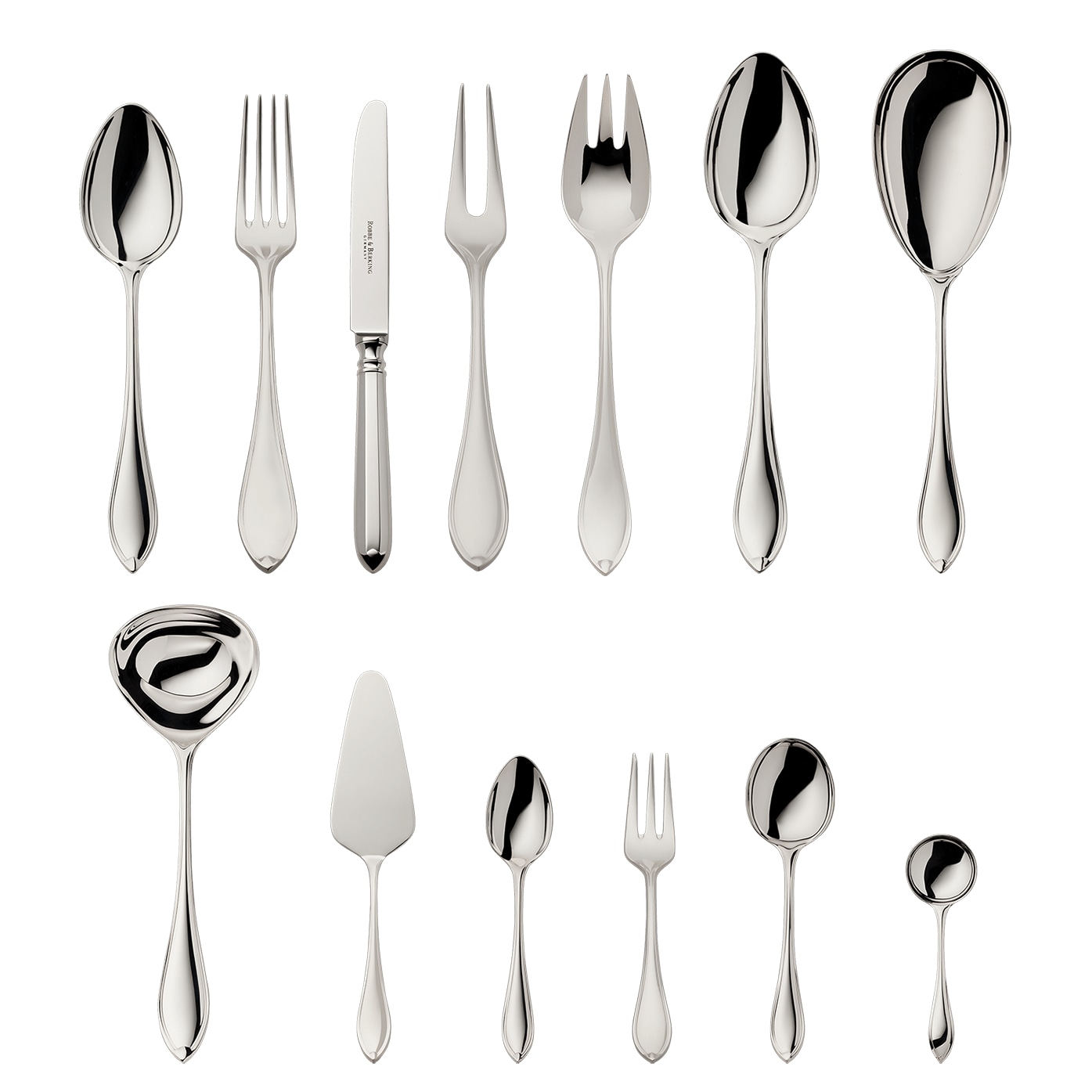 Robbe & Berking, Navette cutlery, sterling silver, 69-piece set