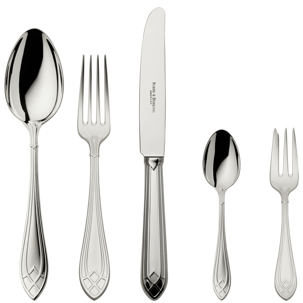 Robbe & Berking, Arcade cutlery, silver plated, 5 - piece place setting