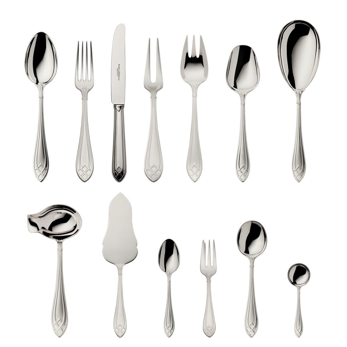 Robbe & Berking, Arcade cutlery, silver plated, 69-piece set
