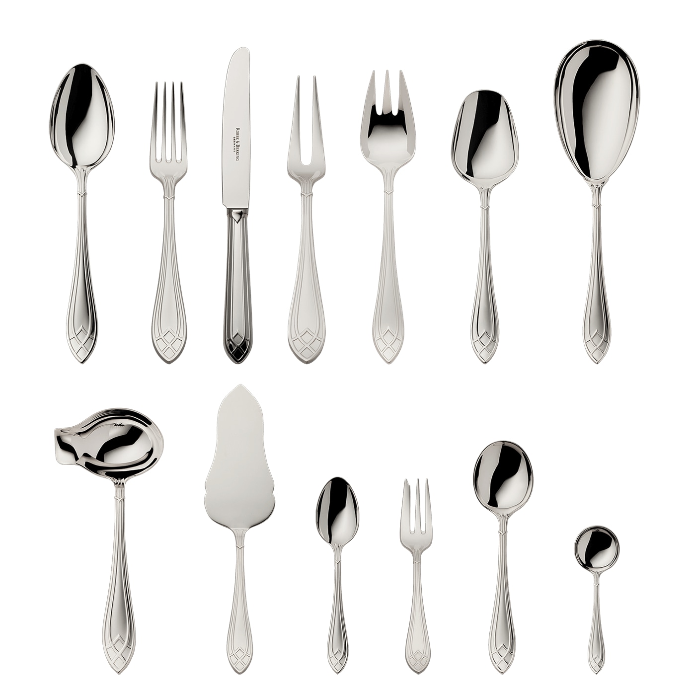Robbe & Berking, Arcade cutlery, sterling silver, 69 - piece set