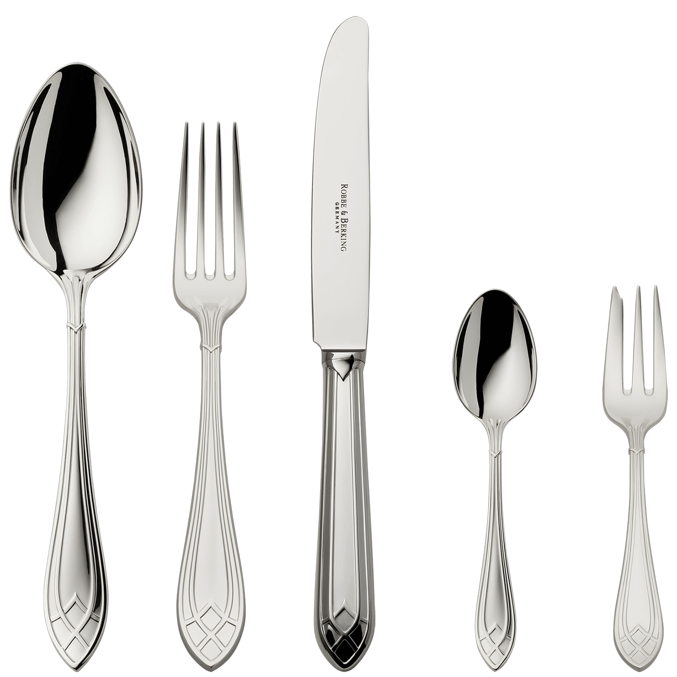 Robbe & Berking, Arcade cutlery, sterling silver, 5 - piece place setting