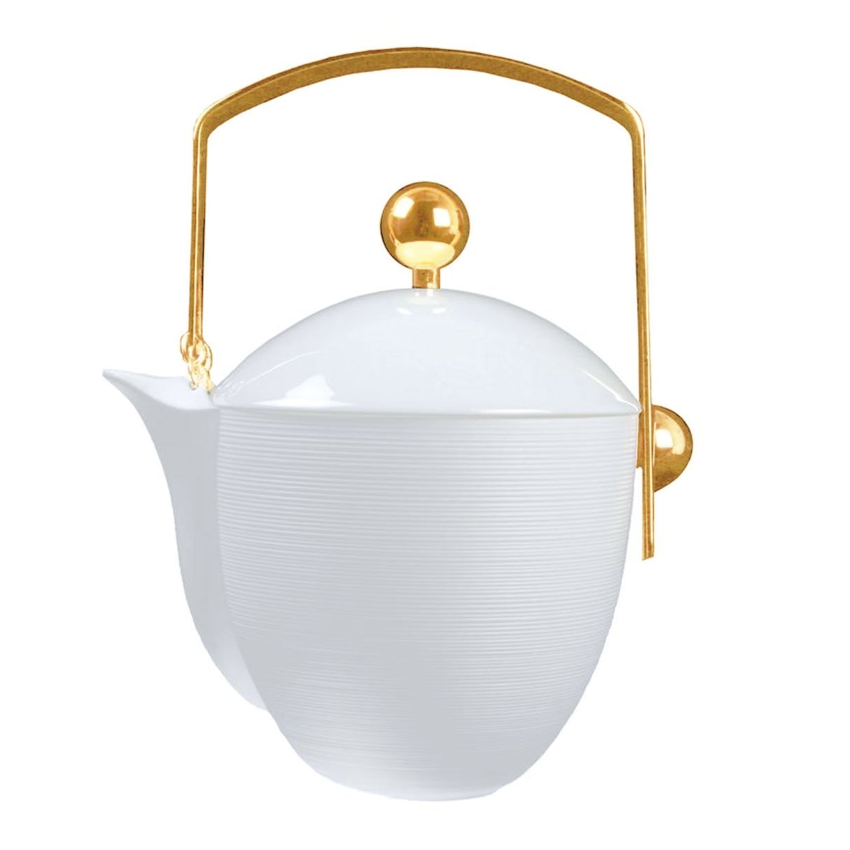 J.L Coquet, Hémisphère White Satin, Coffee-teapot, gold accessoires
