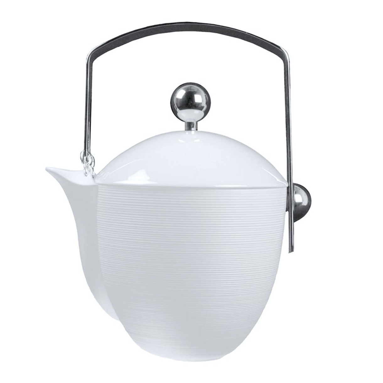 J.L Coquet, Hémisphère White Satin, Coffee-teapot, stainless steel accessories