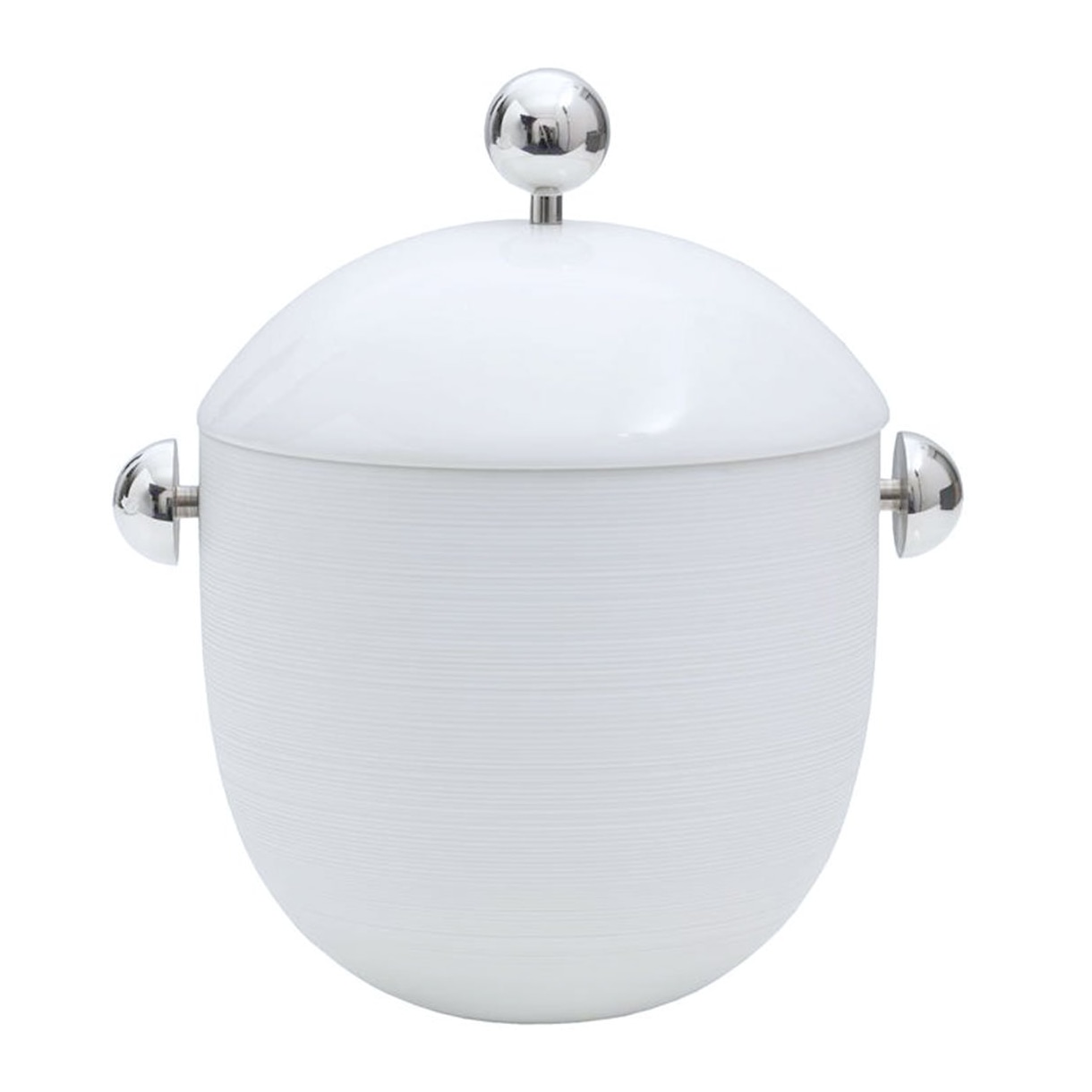 J.L Coquet, Hémisphère White Satin, Soup tureen, stainless steel accessories