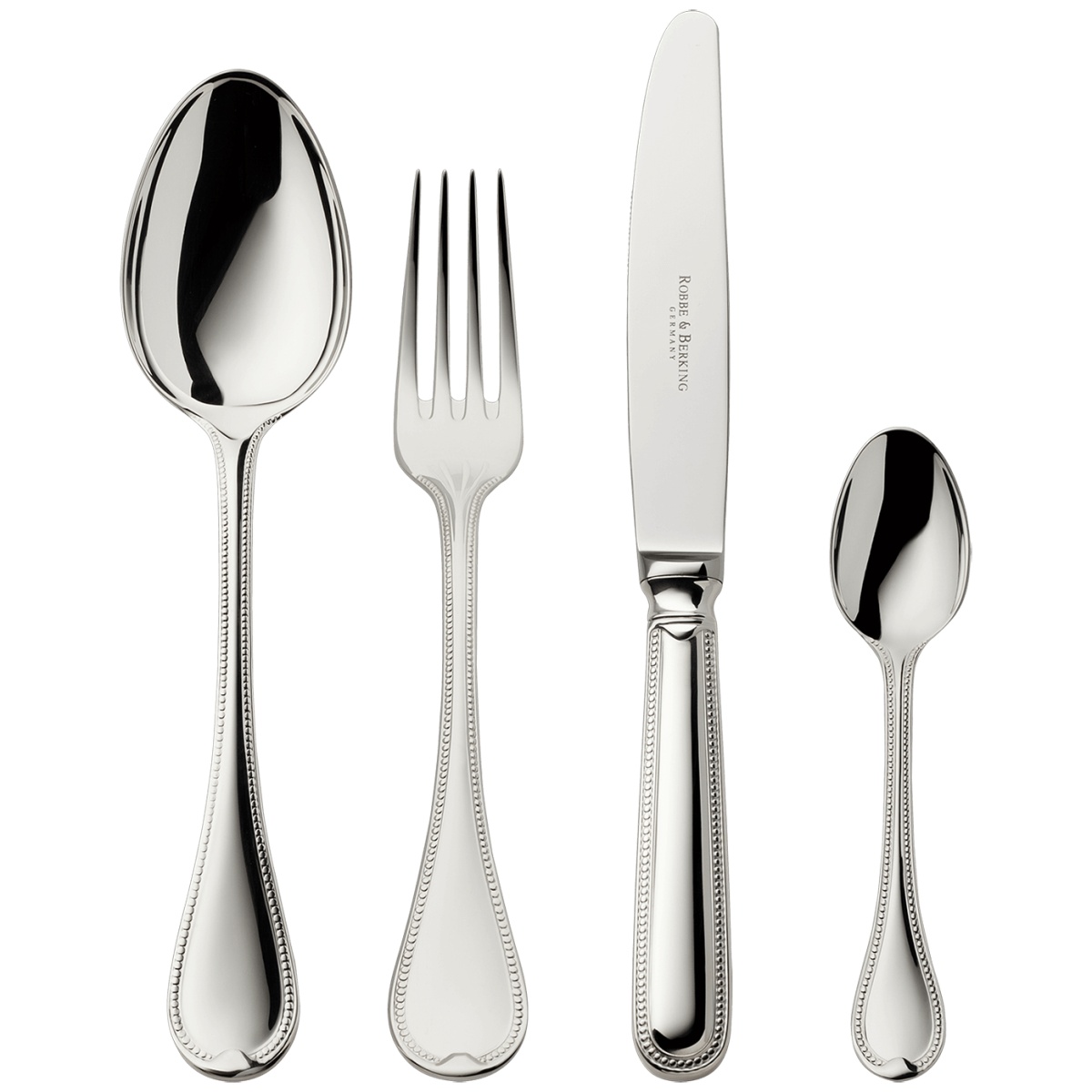 Robbe & Berking, Französisch-perl cutlery, sterling silver, 24 - piece set