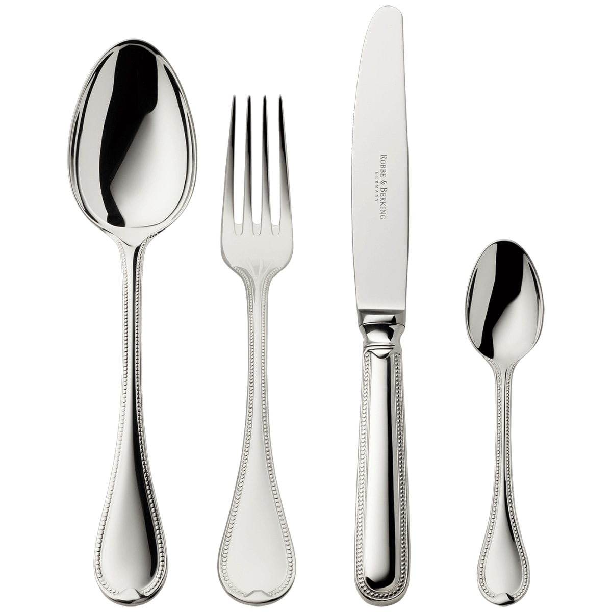 Robbe & Berking, Französisch-perl cutlery, silver plated, 4 - piece set