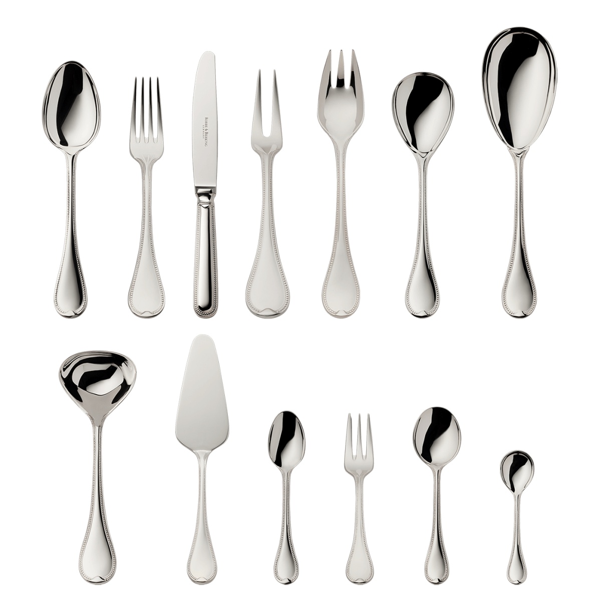 Robbe & Berking, Französisch-perl cutlery, sterling silver, 69 - piece set