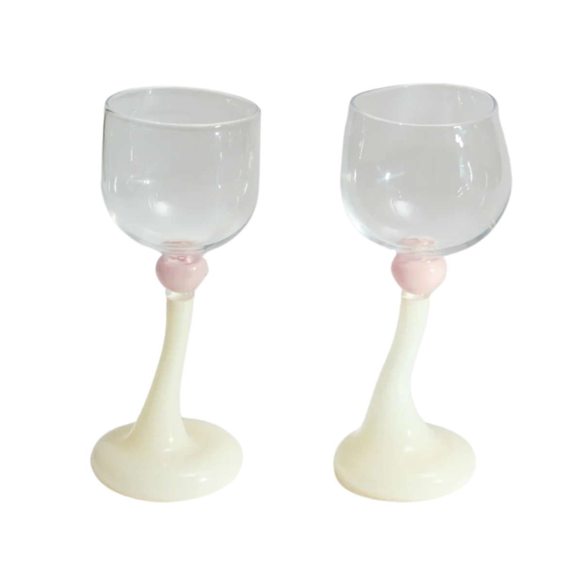 Helle Mardahl, Glasses and cups, Goblet large set of 2, off white