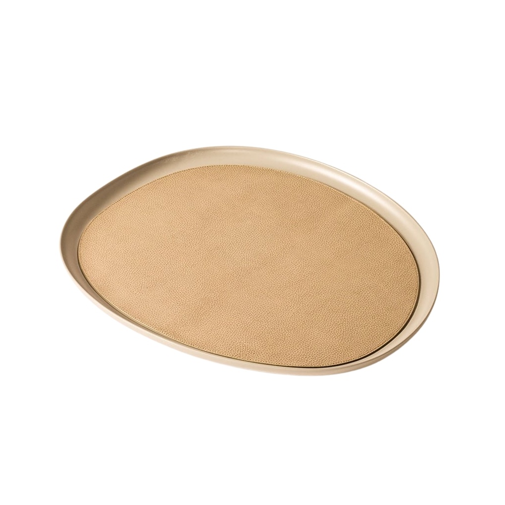 Giobagnara, Maris aluminium trays by Kelly Wearstler, Extra large round tray, cappuccino