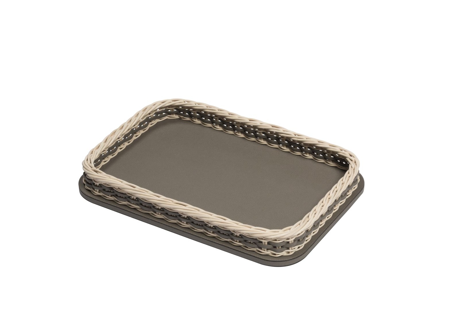 Pigment France, Orsay leather & rattan trays, Rectangular tray, small