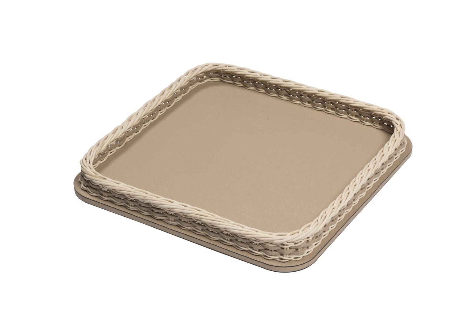 Pigment France, Orsay leather & rattan trays, Square tray, small