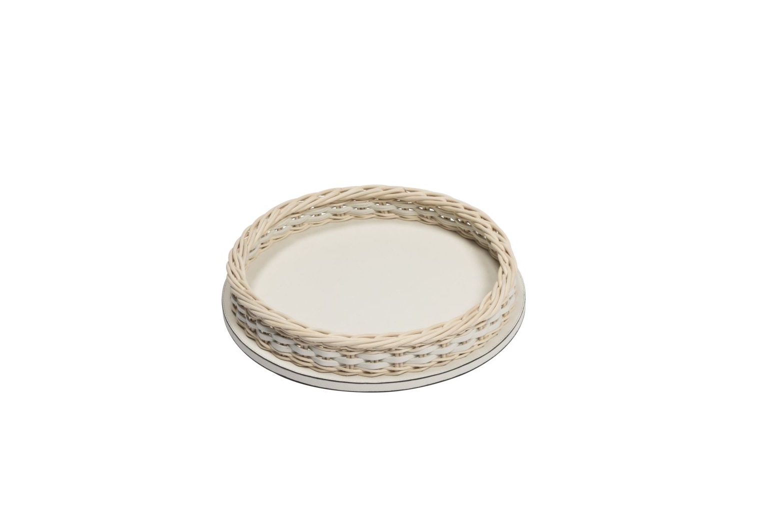Pigment France, Orsay leather & rattan trays, Round tray, mini