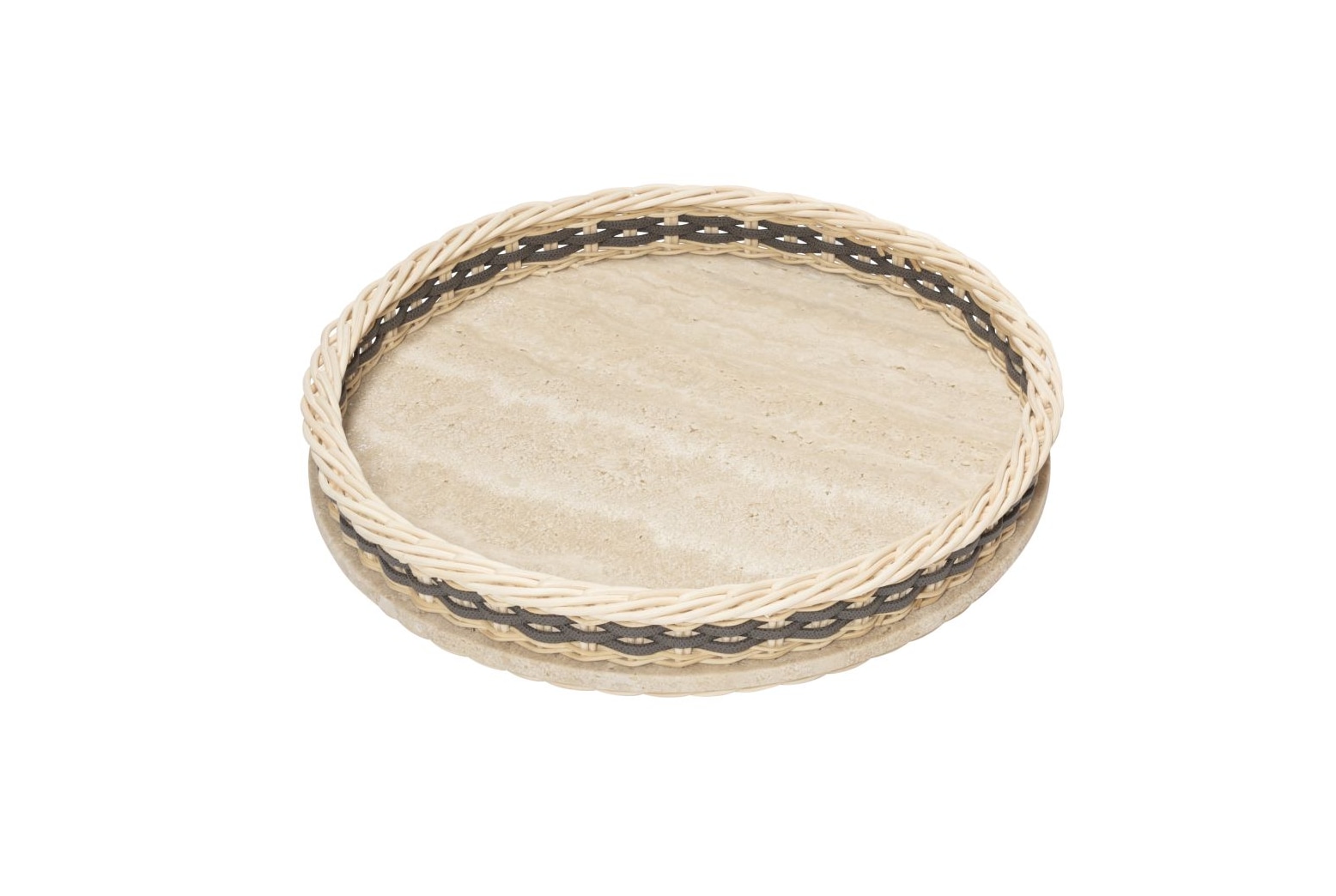 Pigment France, Orsay travertine trays, Round tray, small