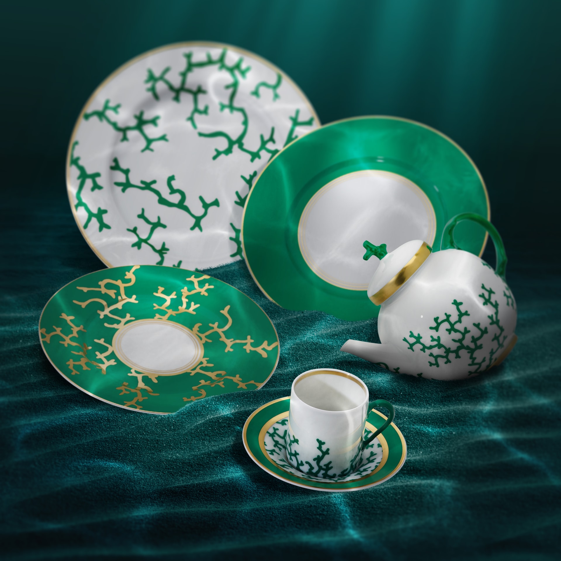 Raynaud, Cristobal Émeraude, Dessert plate, green motif