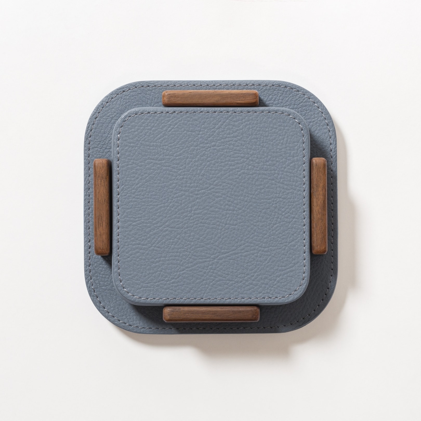 Poltrona Frau, Table accessories, Coaster holder with 6 coasters, light blue