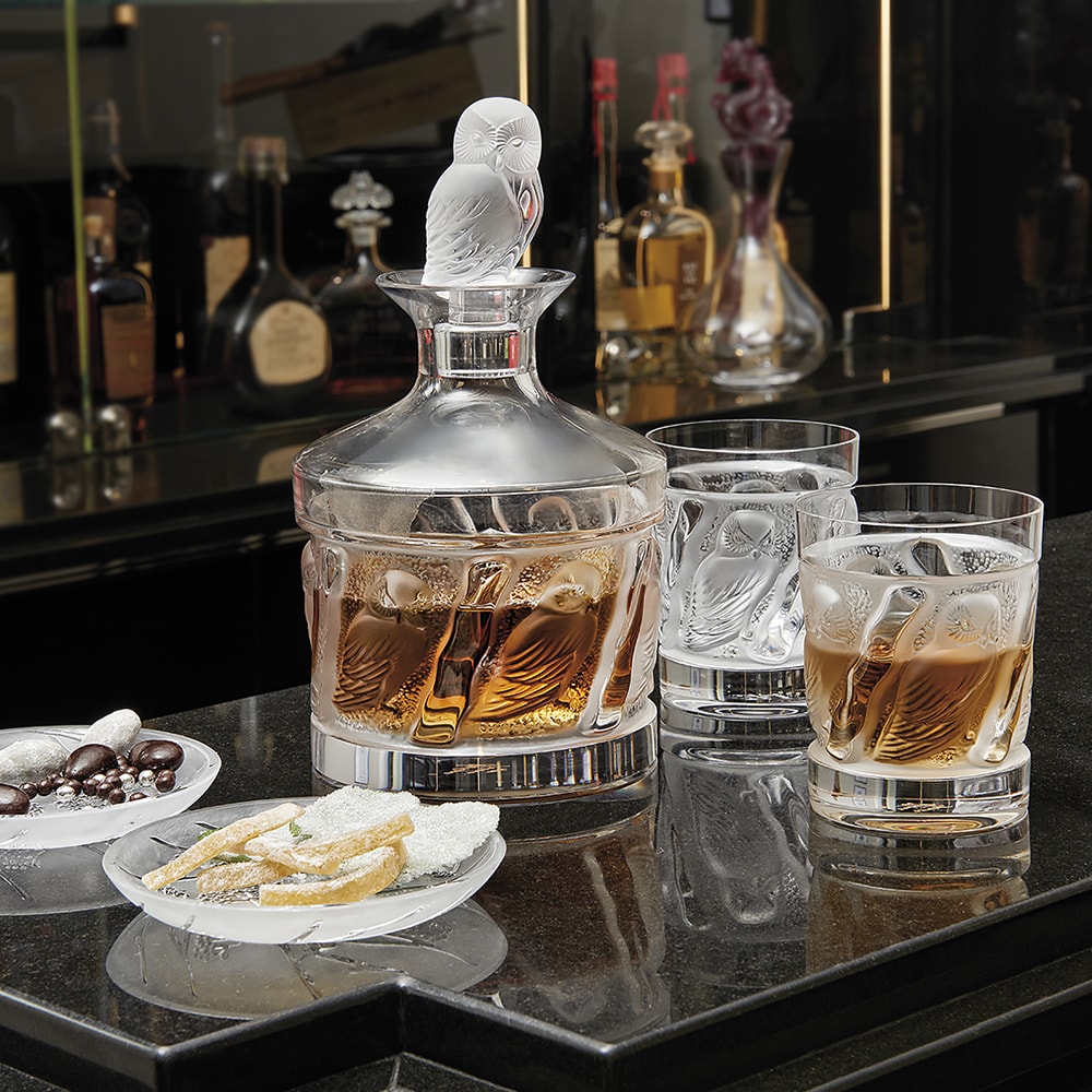 Lalique, Owl, Old fashion tumbler