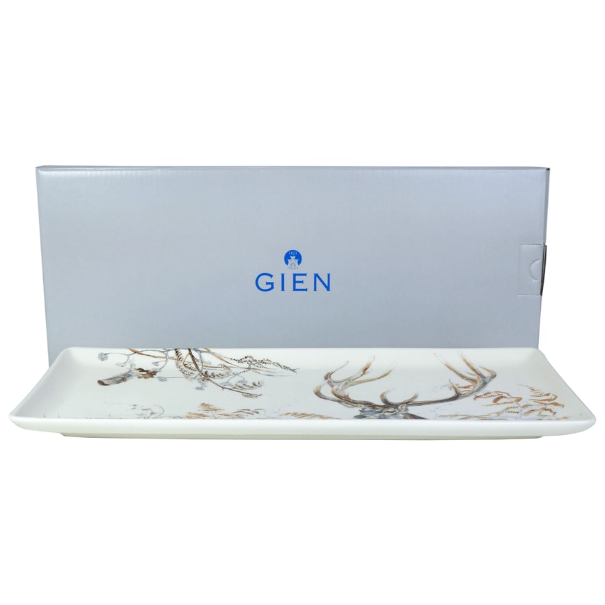 Gien, Sologne, Oblong serving tray stag