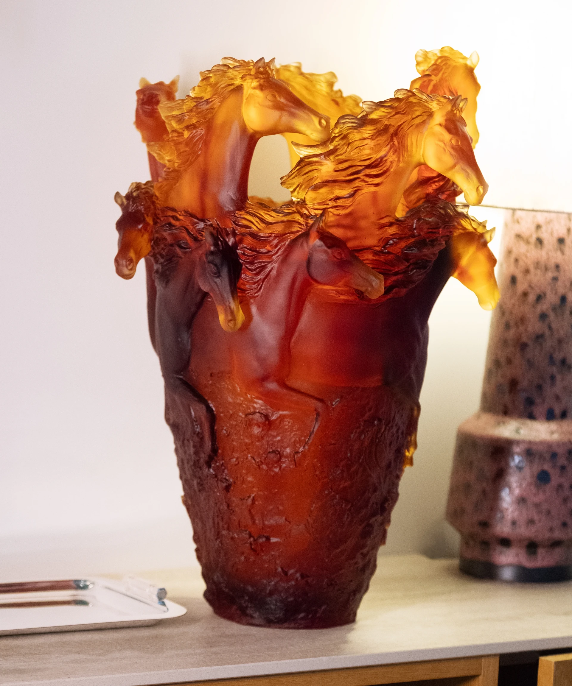 Daum, Cavalcade, Amber magnum vase