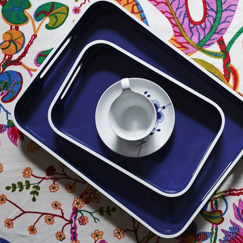 Von Gern Home, Trays and boxes, Large tray, navy & white edge