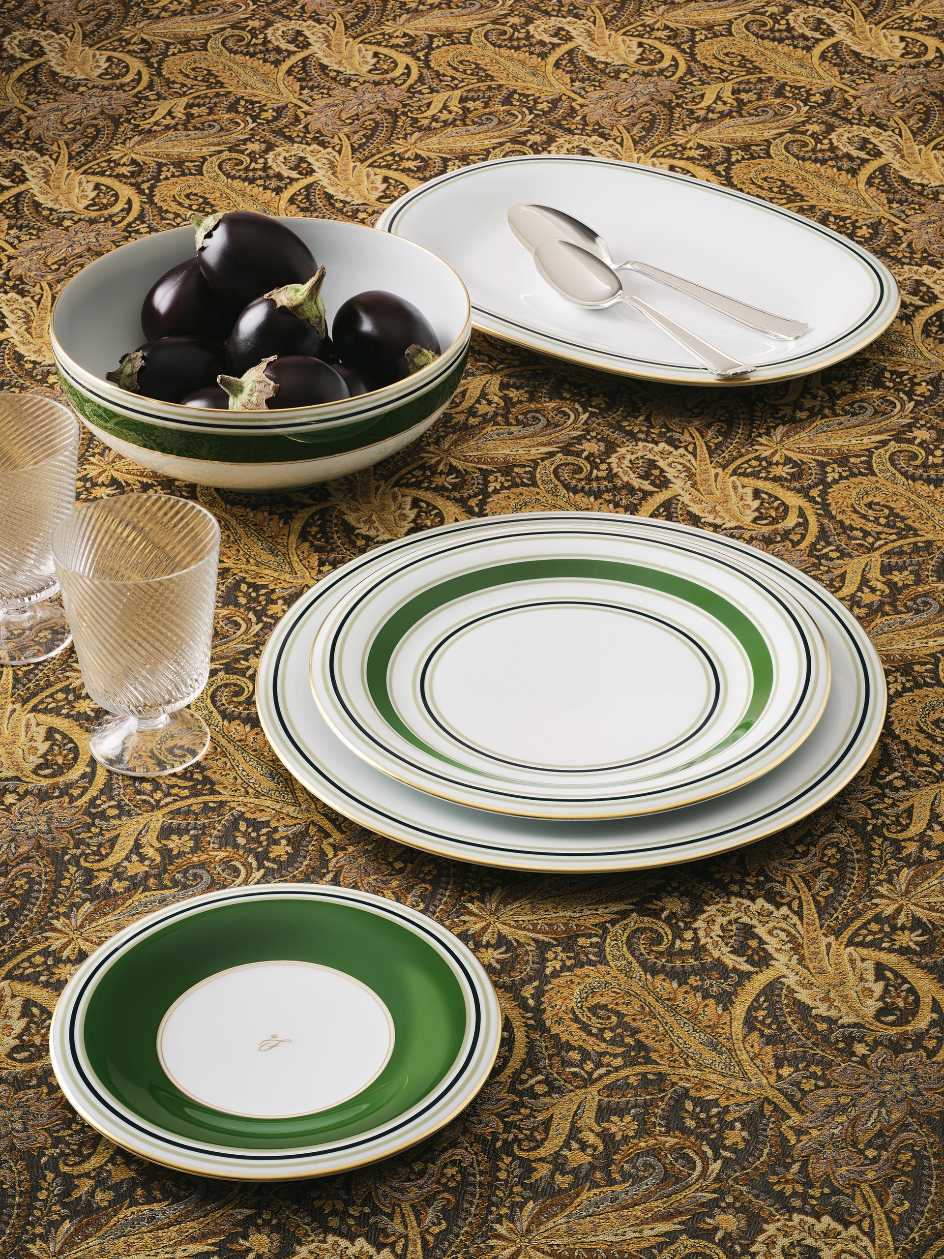 Fürstenberg, Fluen heritage green, Oval platter, small
