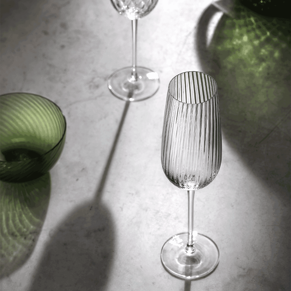 Nason Moretti, Tolomeo glasses, Flute glass, rigadin