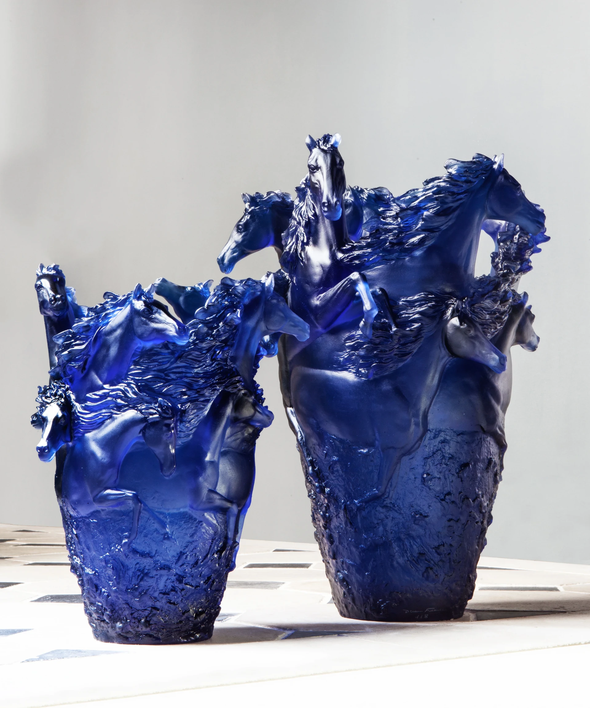 Daum, Cavalcade, Blue large vase