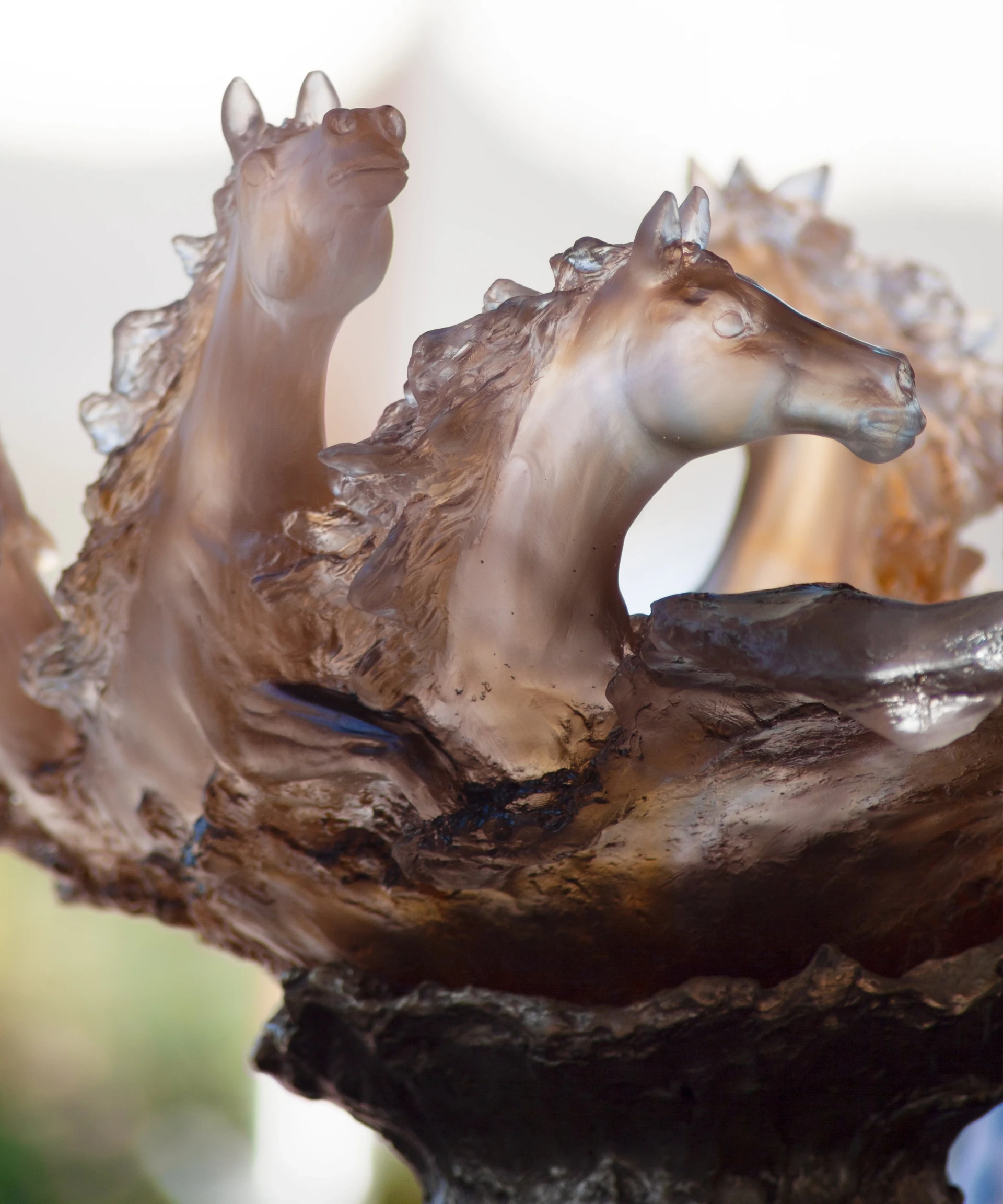 Daum, Cavalcade, Glazed brown centerpiece