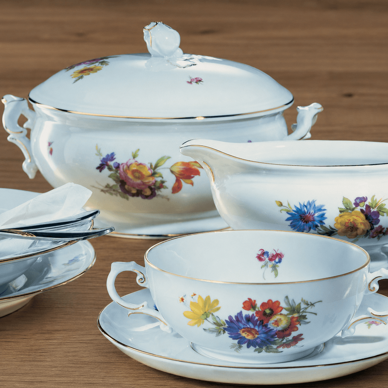 Fürstenberg Alt Fürstenberg bunte blume, Dinner set for 6 persons