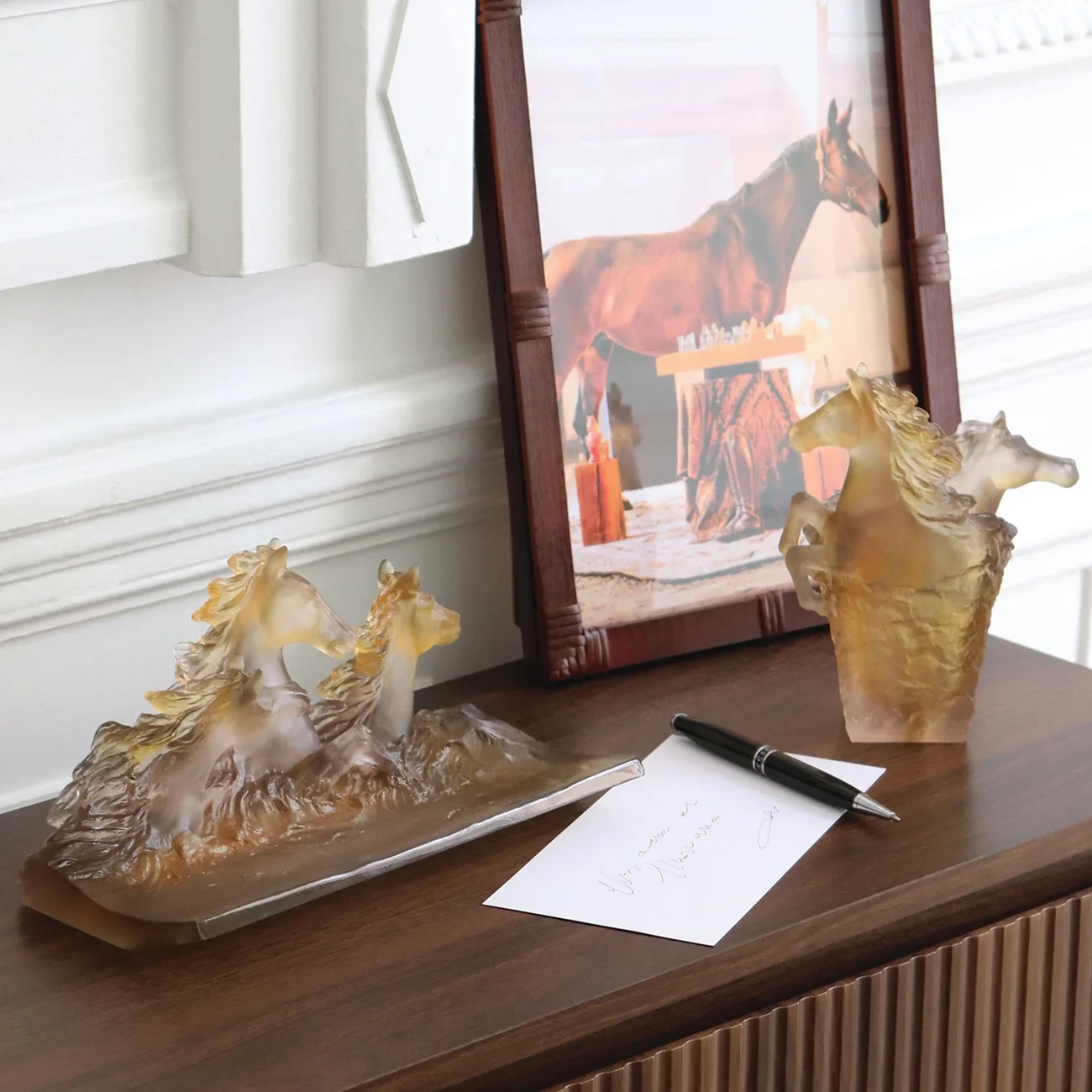 Daum, Cavalcade, Cavalcade glazed brown pencil holder