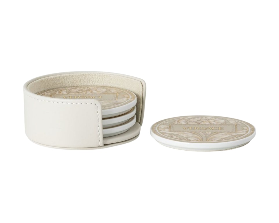 Versace, Barocco Beige, Set of 4 porcelain coasters