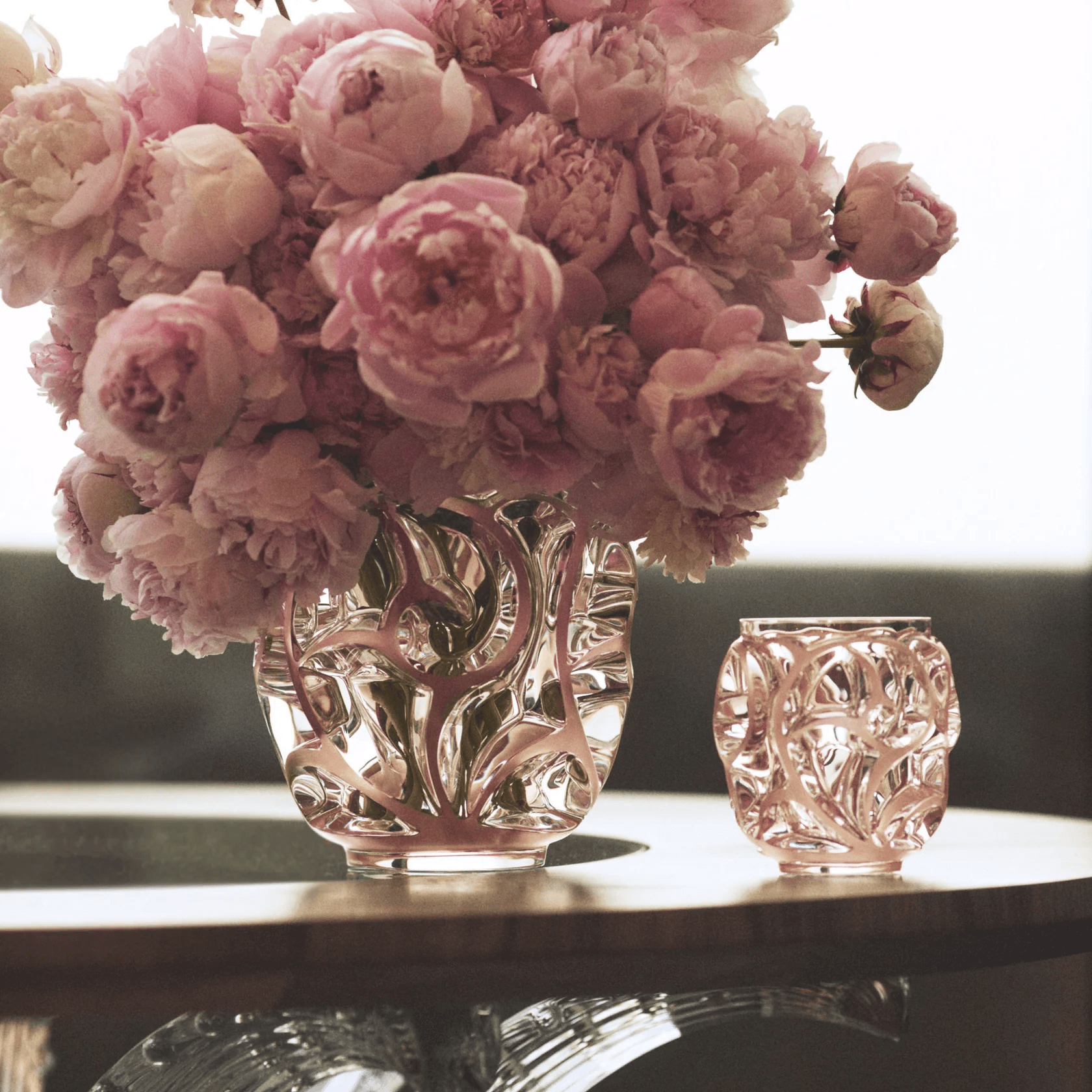 Lalique, Tourbillons vases, Small vase, coral patina