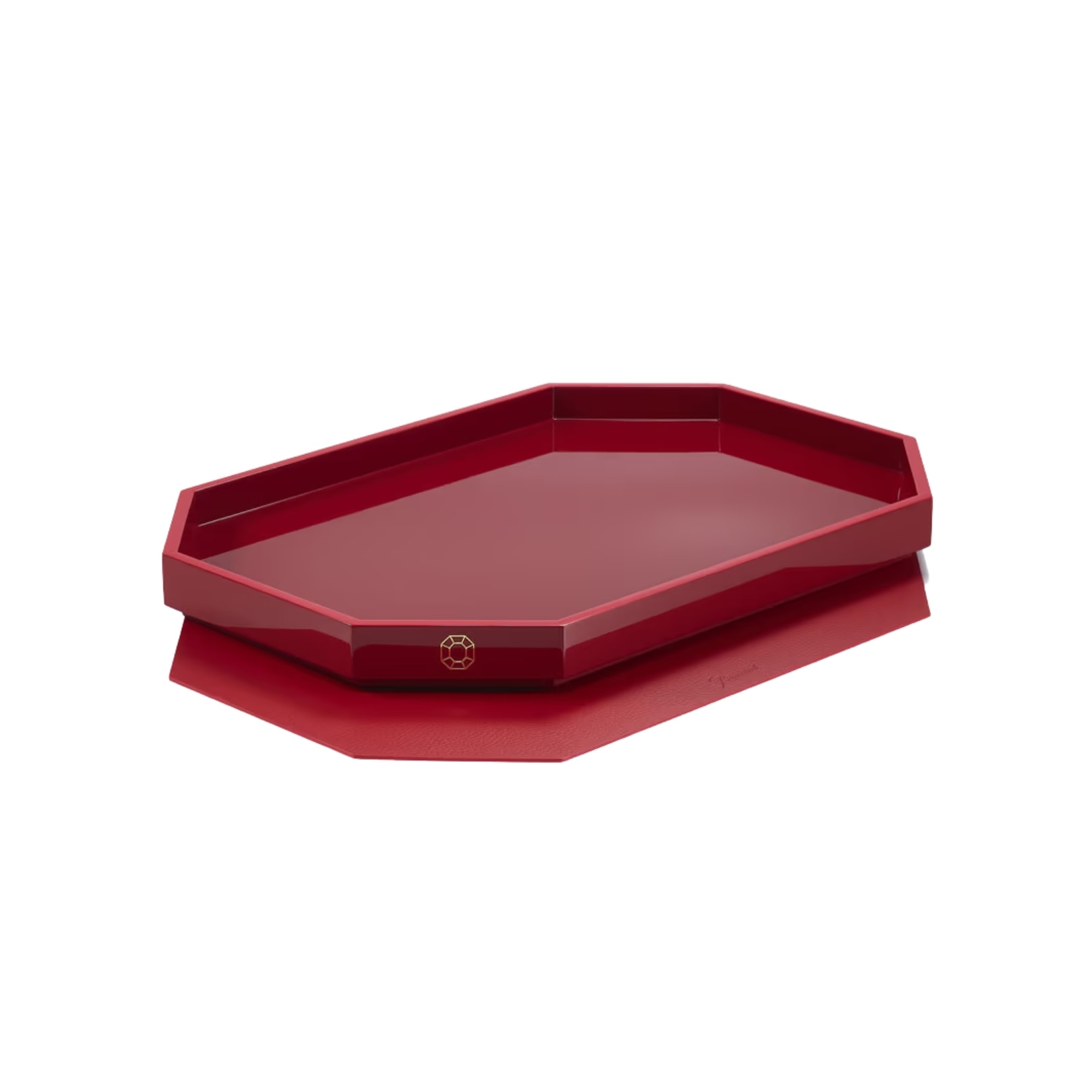 Baccarat, Octogone trays and coasters, Tray medium, red