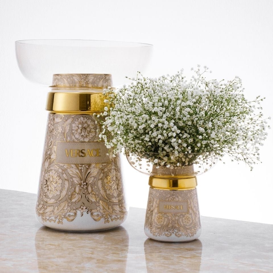 Versace, Barocco Beige, Vase, small, part of a two-piece set