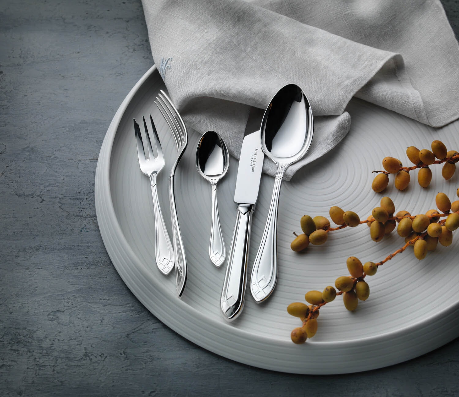 Robbe & Berking, Arcade cutlery, sterling silver, 5 - piece place setting