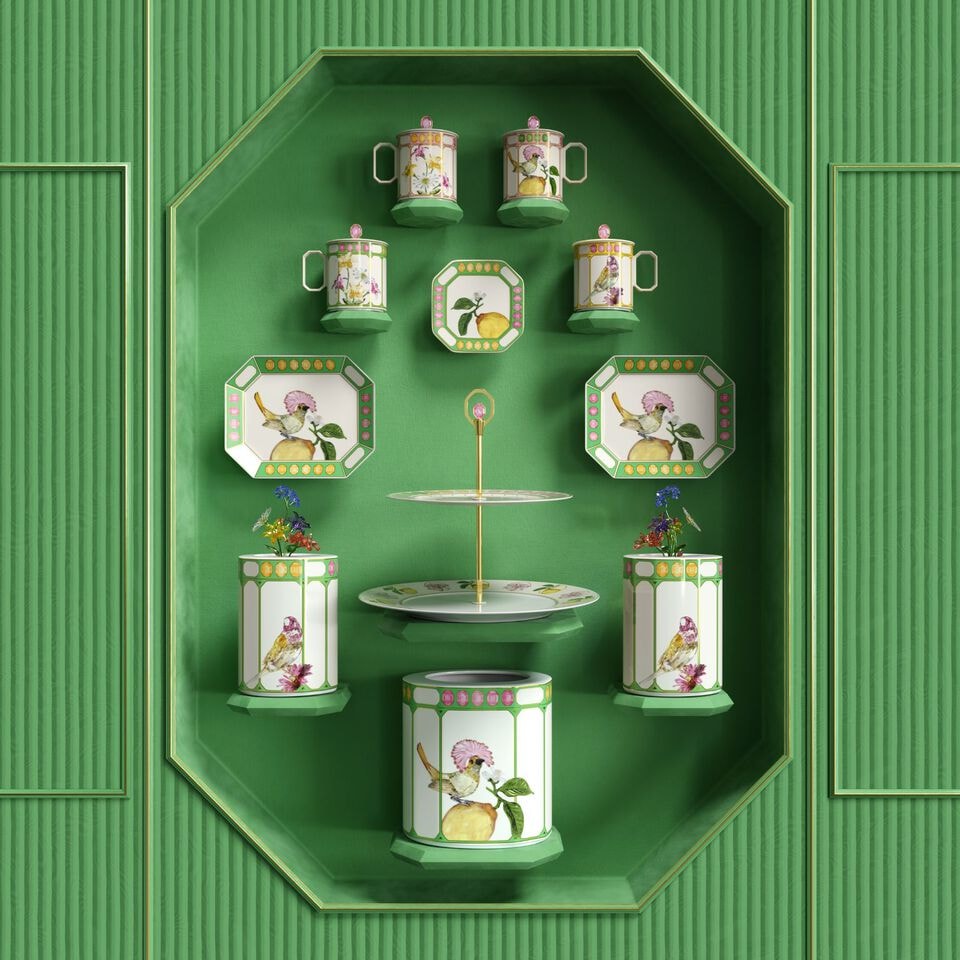 Rosenthal, Swarovski Idyllia, Mug with lid, flycatcher green