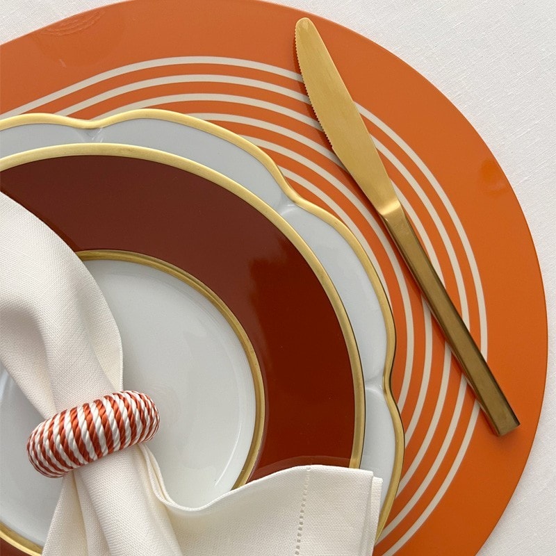 Von Gern Home, Stripe placemats and coasters, Stripe placemat, pumpkin & cream
