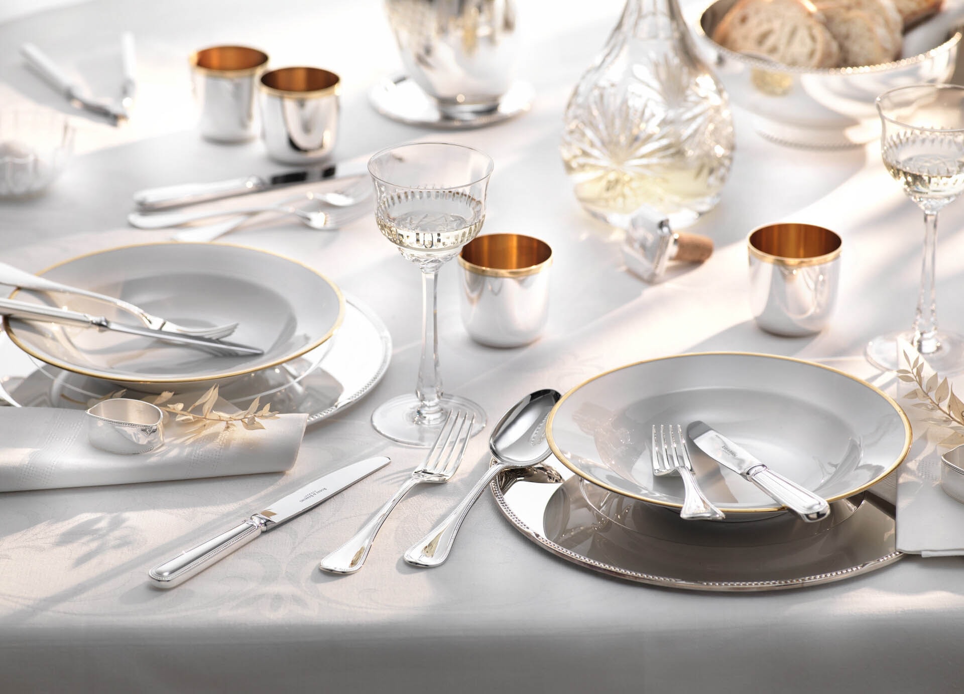 Robbe & Berking, Französisch-perl cutlery, sterling silver, 9 - piece set