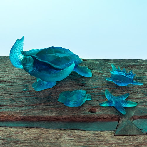 Daum, Mer de Corail sculptures, Medium blue sea turtle