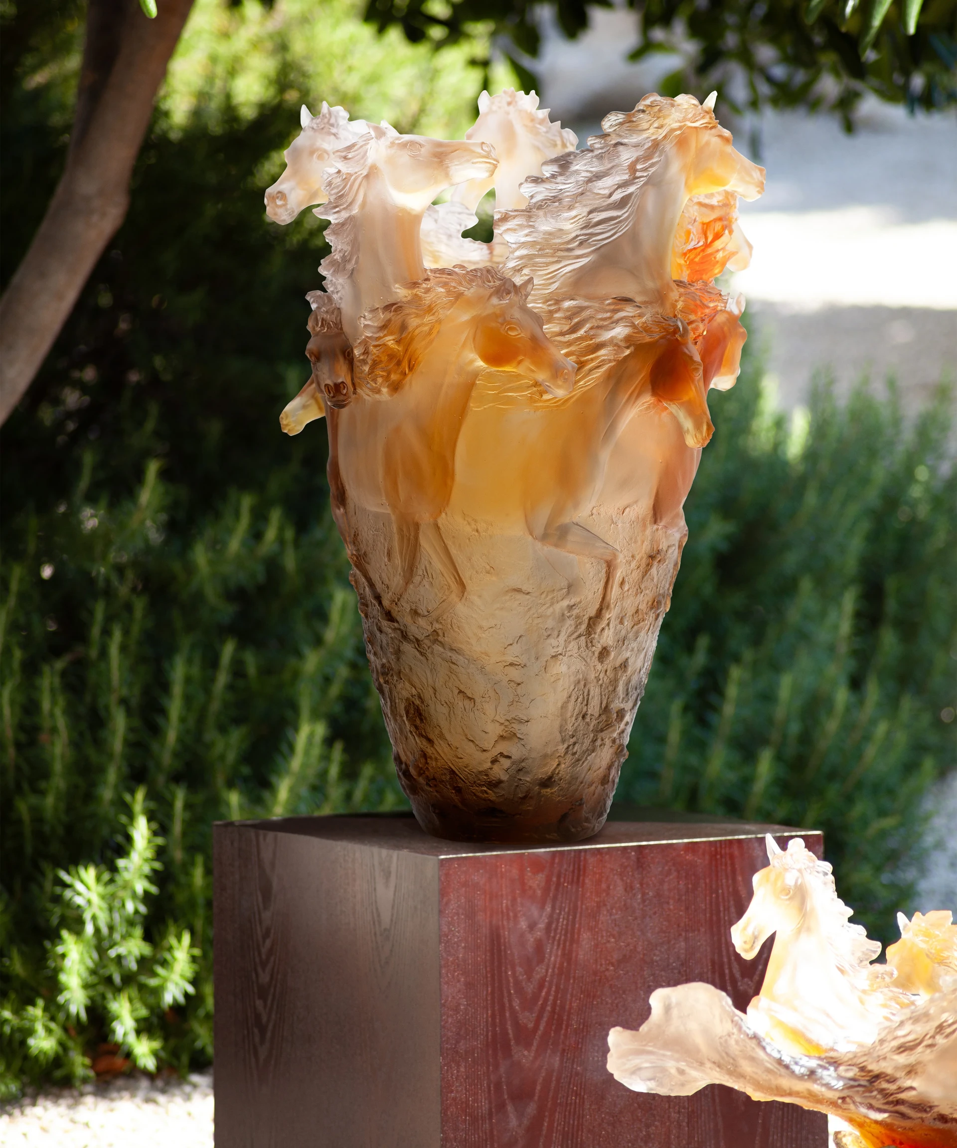 Daum, Cavalcade, Glazed brown magnum vase